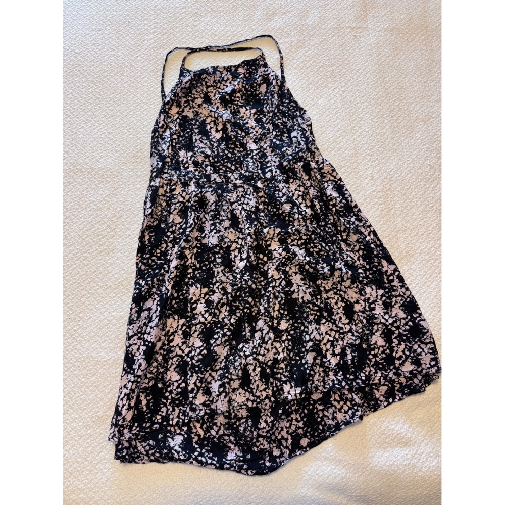 Volcom Black White Abstract Splatter Halter Mini Dress Size Medium